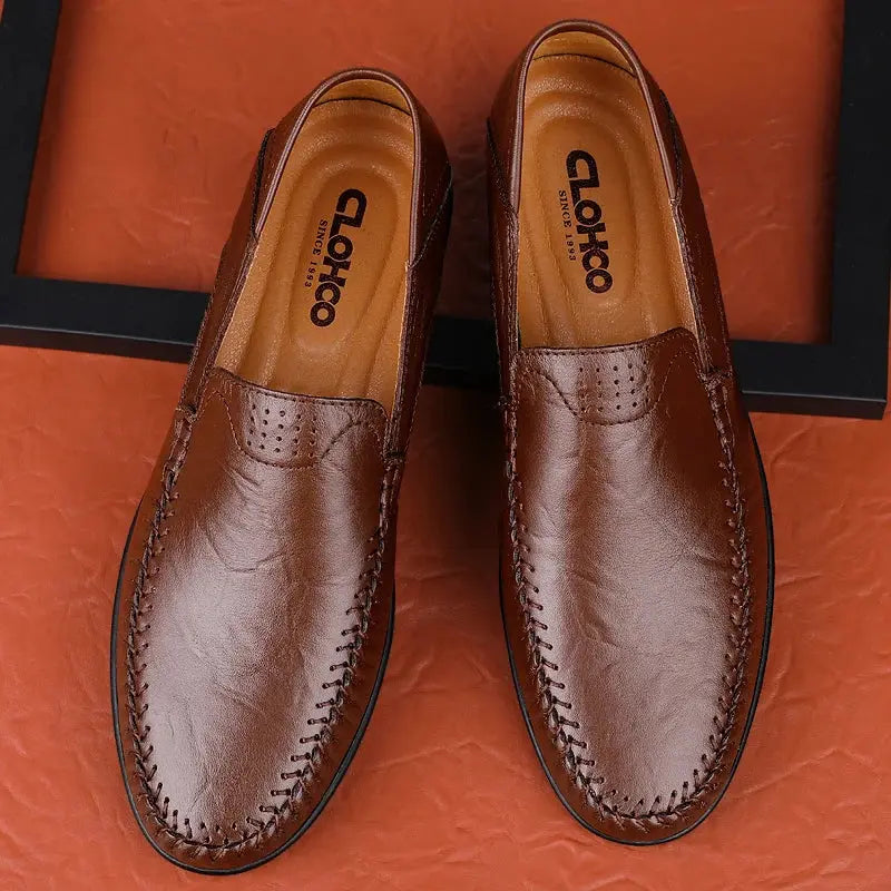 CLOHOO Men's Business Casual Shoes Leather Stitching Comfortable Breathable Rubber Bottom Second Layer Cowhide Shop1104550013 Store