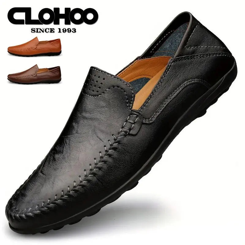 CLOHOO Men's Business Casual Shoes Leather Stitching Comfortable Breathable Rubber Bottom Second Layer Cowhide Shop1104550013 Store