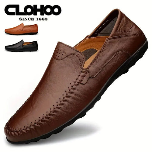 CLOHOO Men's Business Casual Shoes Leather Stitching Comfortable Breathable Rubber Bottom Second Layer Cowhide Shop1104550013 Store