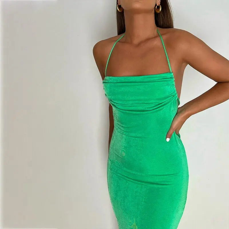 Collar Backless Sleeveless Drawstrings Hollow Out Slit Sexy Maxi Prom Dress - Blade & Thread