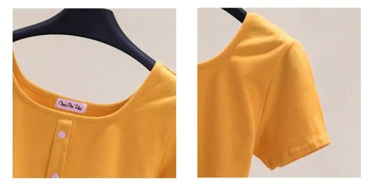 Collarbone Square Neck High Waist Navel T-Shirt Top - Blade & Thread