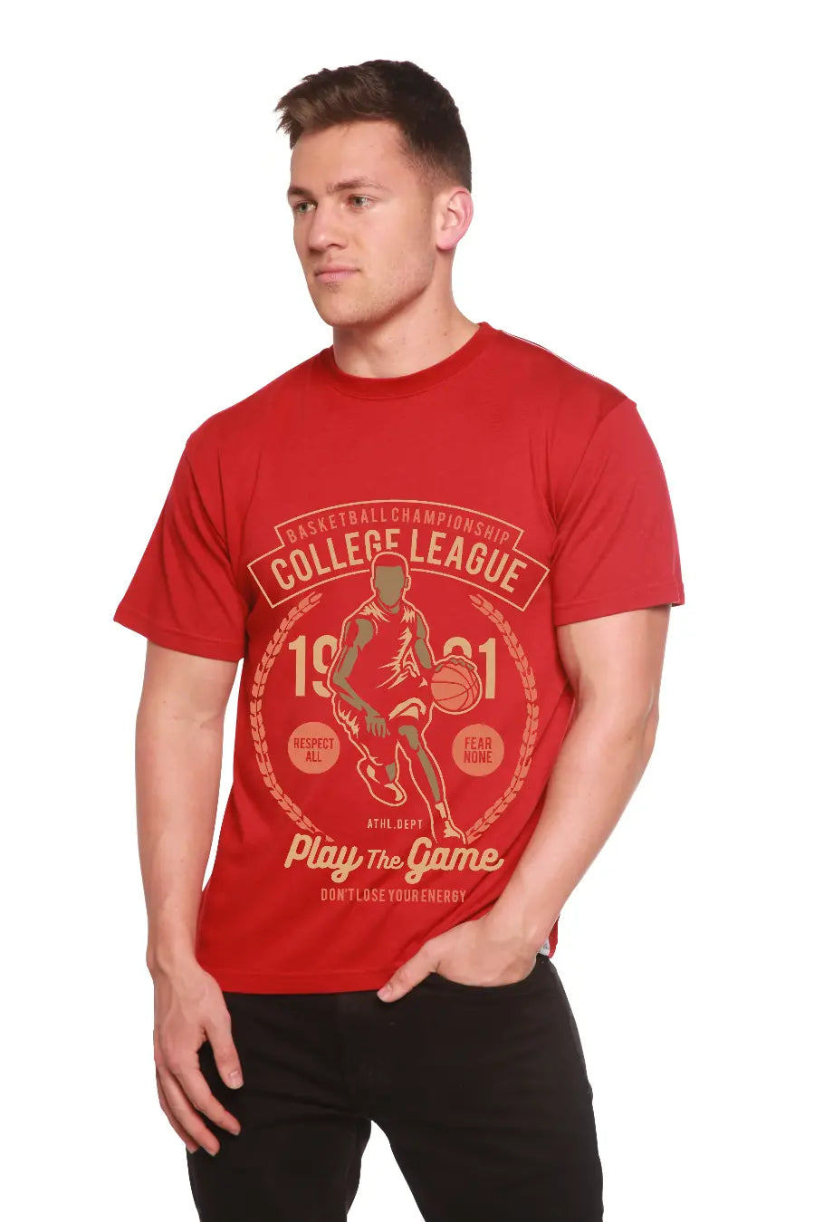 College League Men's Bamboo Viscose/Organic Cotton Short Sleeve Graphic T-Shirt Spun Bamboo
