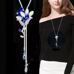 Collier Femme Long Gray Crystal Necklaces & Pendants for Women Round Statement Necklace nowadaysfashion