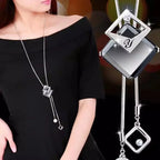 Collier Femme Long Gray Crystal Necklaces & Pendants for Women Round Statement Necklace nowadaysfashion