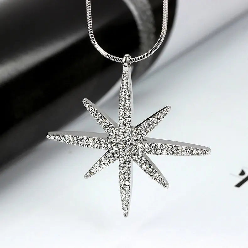 Collier Femme Long Gray Crystal Necklaces & Pendants for Women Round Statement Necklace nowadaysfashion