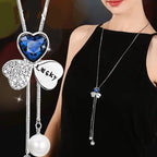 Collier Femme Long Gray Crystal Necklaces & Pendants for Women Round Statement Necklace nowadaysfashion