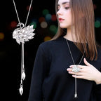 Collier Femme Long Gray Crystal Necklaces & Pendants for Women Round Statement Necklace nowadaysfashion