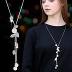 Collier Femme Long Gray Crystal Necklaces & Pendants for Women Round Statement Necklace nowadaysfashion