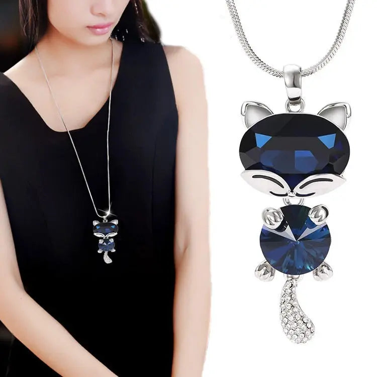 Collier Femme Long Gray Crystal Necklaces & Pendants for Women Round Statement Necklace nowadaysfashion