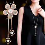 Collier Femme Long Gray Crystal Necklaces & Pendants for Women Round Statement Necklace nowadaysfashion