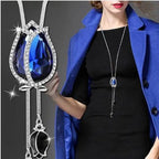 Collier Femme Long Gray Crystal Necklaces & Pendants for Women Round Statement Necklace nowadaysfashion