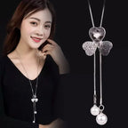 Collier Femme Long Gray Crystal Necklaces & Pendants for Women Round Statement Necklace nowadaysfashion