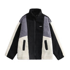Color Block Patchwork Cotton Thick Warm Varsity Fuzzy Coat Jackets nowadaysfashion