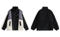 Color Block Patchwork Cotton Thick Warm Varsity Fuzzy Coat Jackets nowadaysfashion
