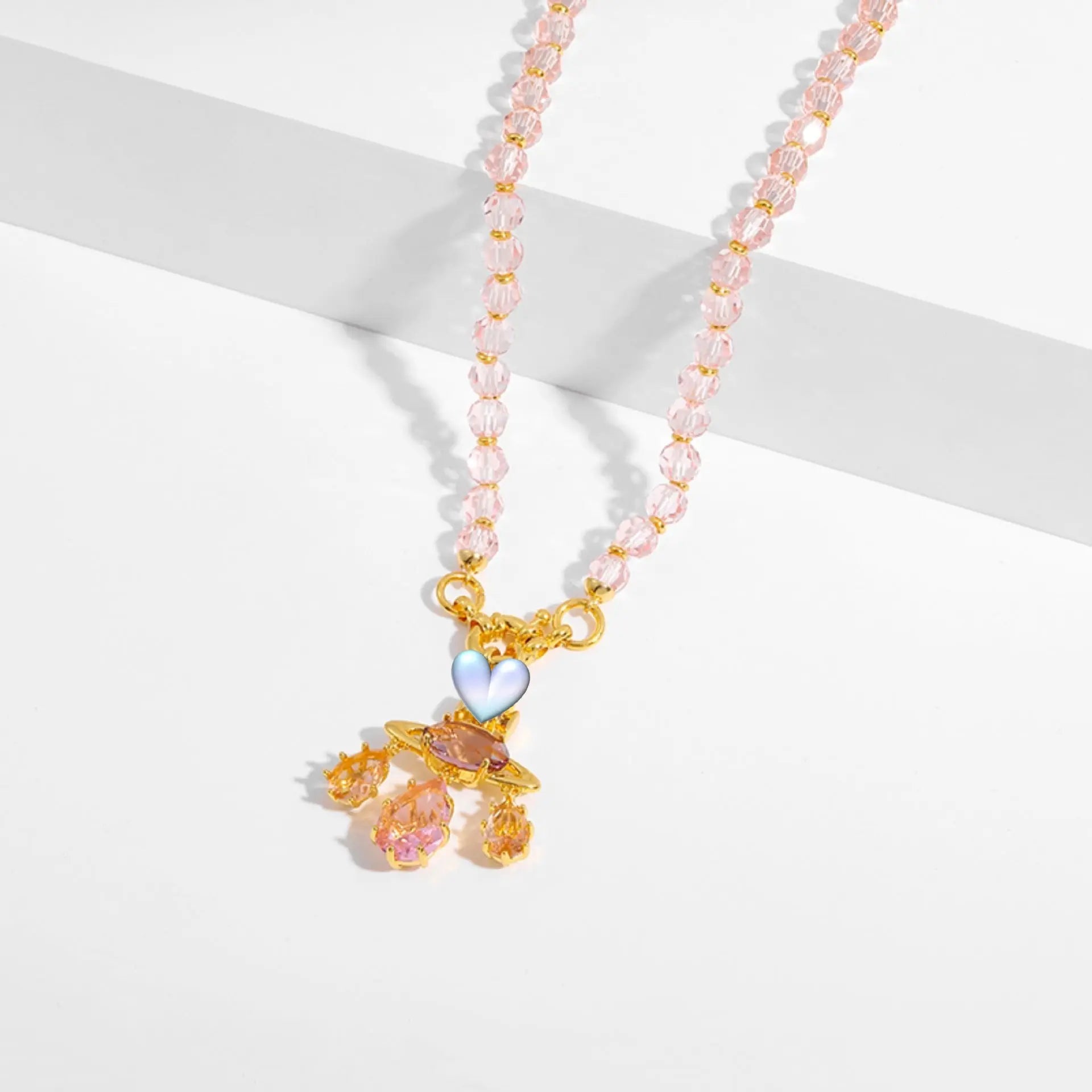 Colored zircon necklace clavicle crystal set ornaments nowadaysfashion