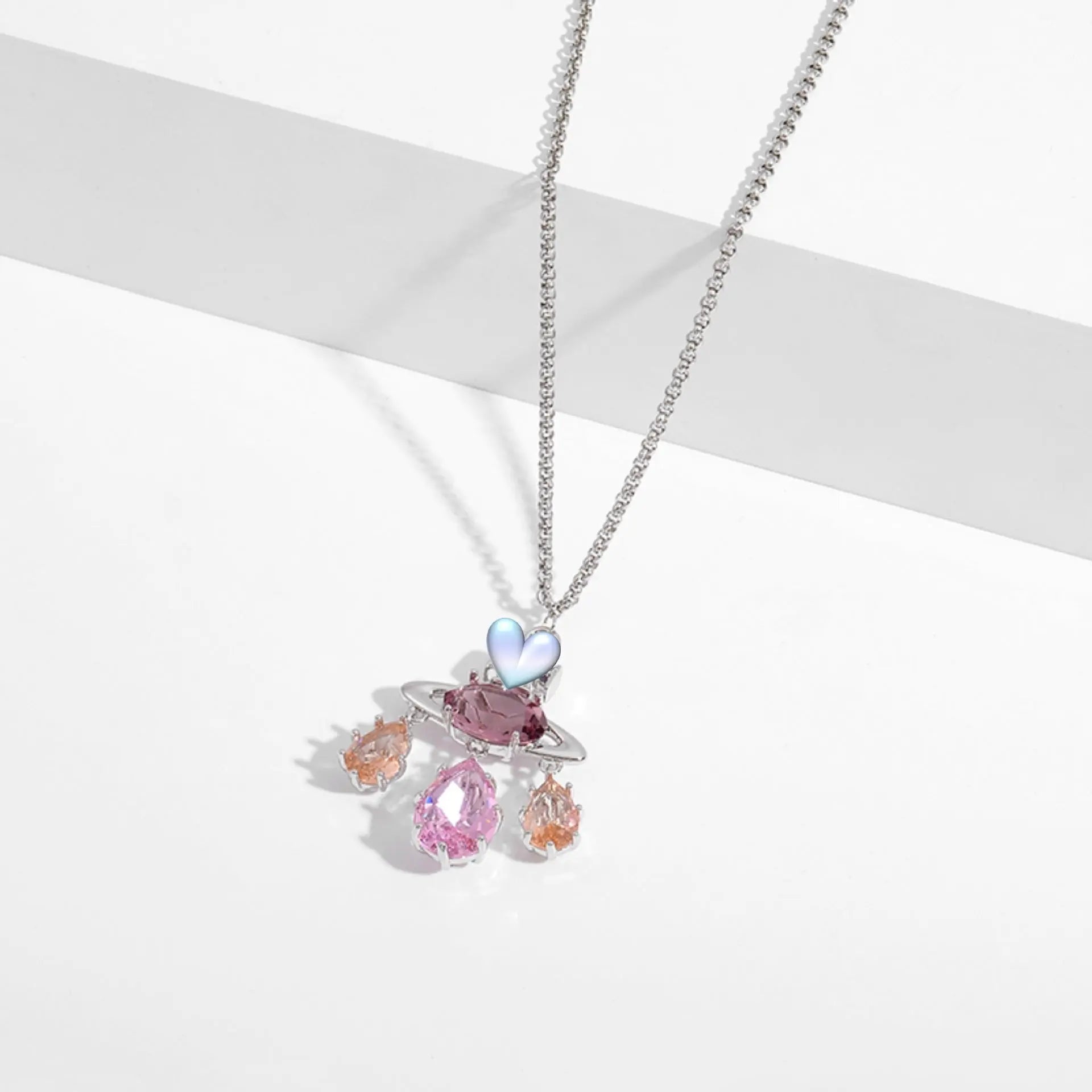 Colored zircon necklace clavicle crystal set ornaments nowadaysfashion