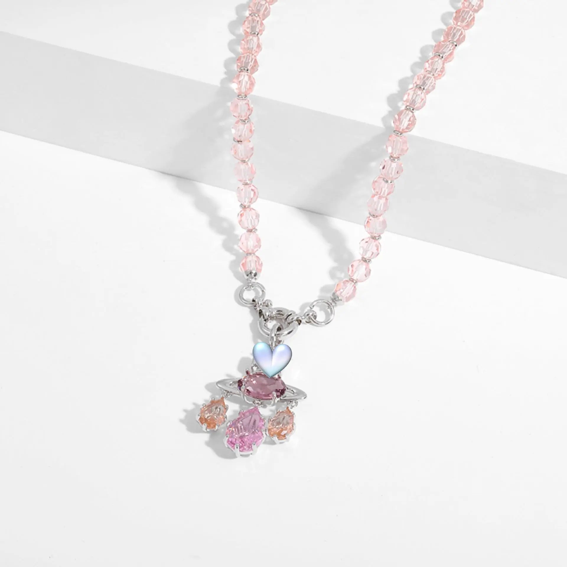 Colored zircon necklace clavicle crystal set ornaments nowadaysfashion