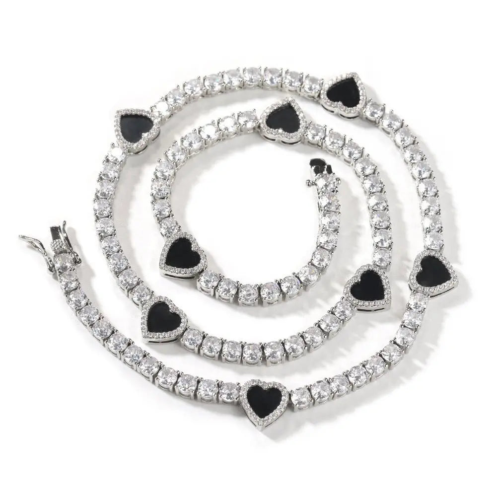 Colorful love tennis chain high-end zircon necklace bracelet - Blade & Thread