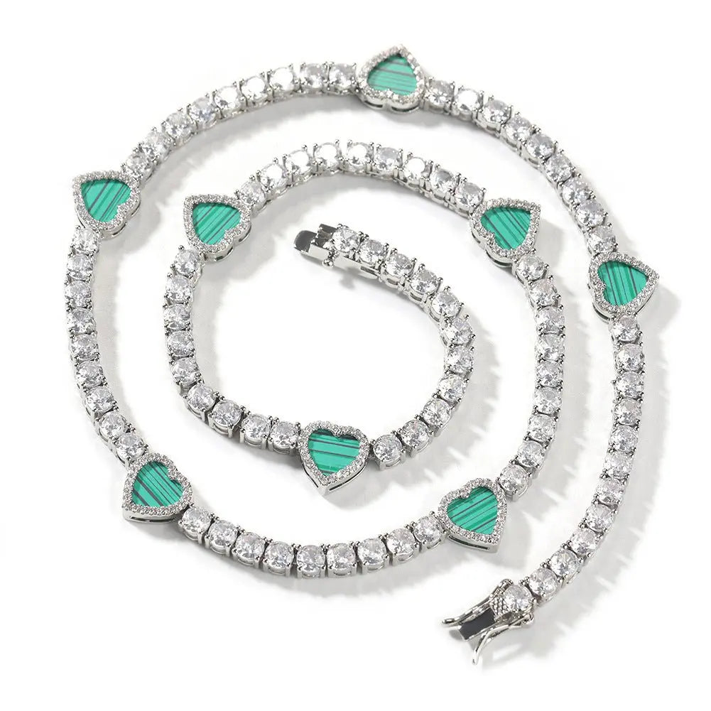 Colorful love tennis chain high-end zircon necklace bracelet - Blade & Thread