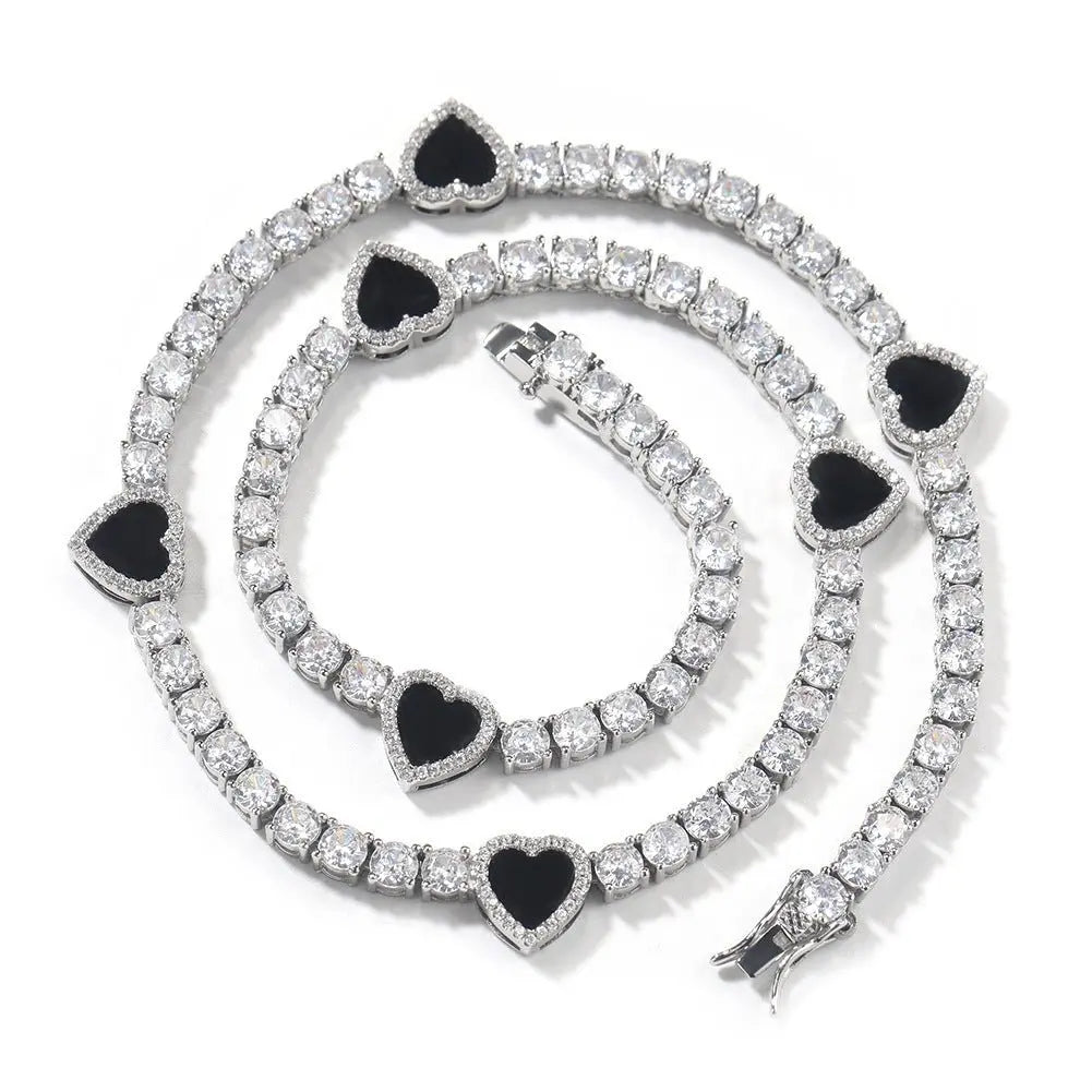 Colorful love tennis chain high-end zircon necklace bracelet - Blade & Thread