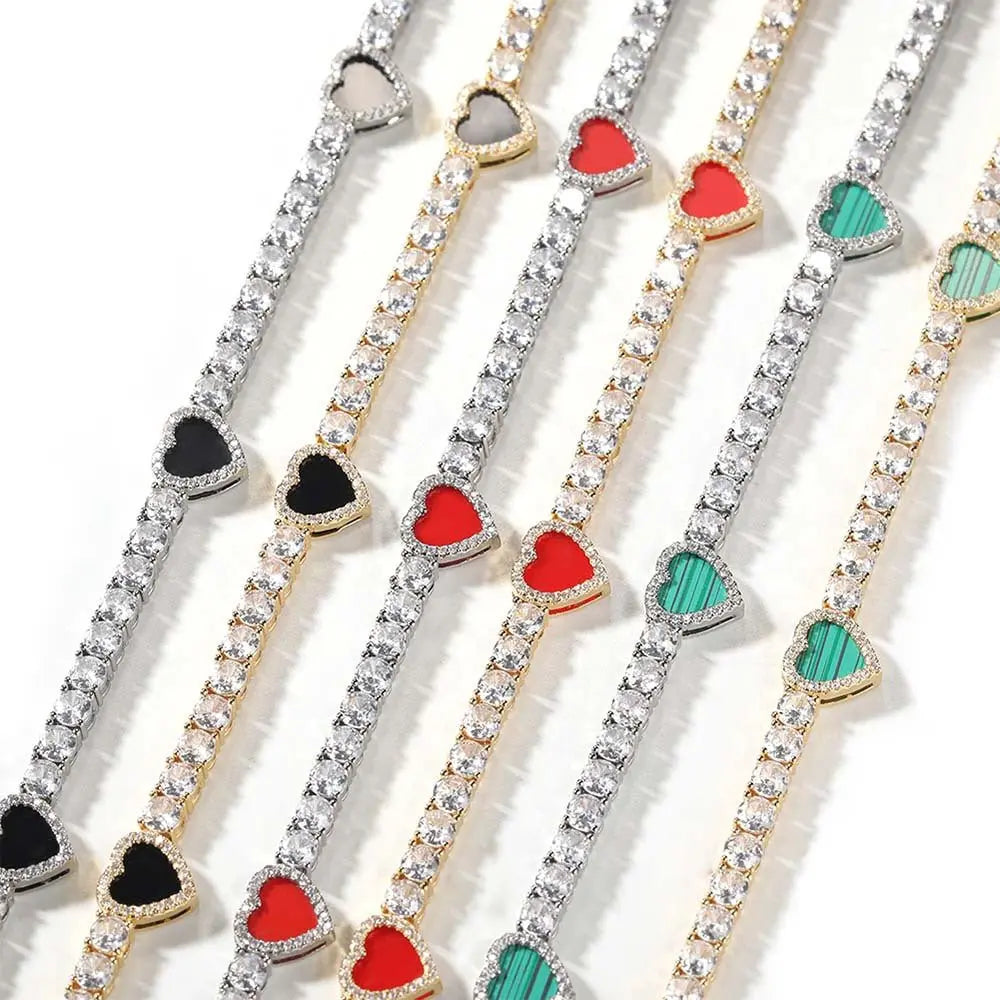 Colorful love tennis chain high-end zircon necklace bracelet - Blade & Thread
