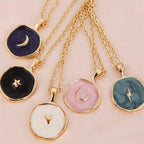 Colorful Moon Star Lightning Pendant Necklaces For Girls Enamel Fashion Jewelry nowadaysfashion
