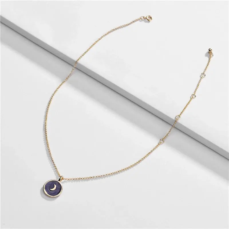 Colorful Moon Star Lightning Pendant Necklaces For Girls Enamel Fashion Jewelry nowadaysfashion