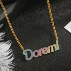 Colorful Name Necklace DIY Titanium Steel Glitter Pink Pendant nowadaysfashion