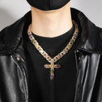 Colorful zircon ice flower cross necklace nowadaysfashion