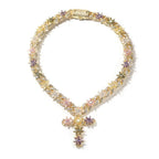 Colorful zircon ice flower cross necklace nowadaysfashion