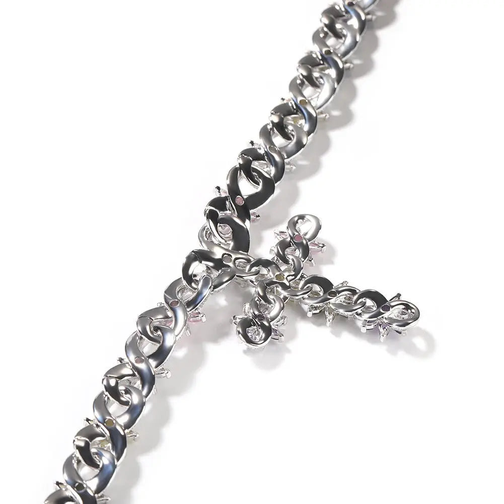 Colorful zircon ice flower cross necklace - Blade & Thread