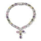 Colorful zircon ice flower cross necklace nowadaysfashion