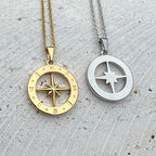 compass necklace Travel Necklace North Star Pendant Stainless nowadaysfashion