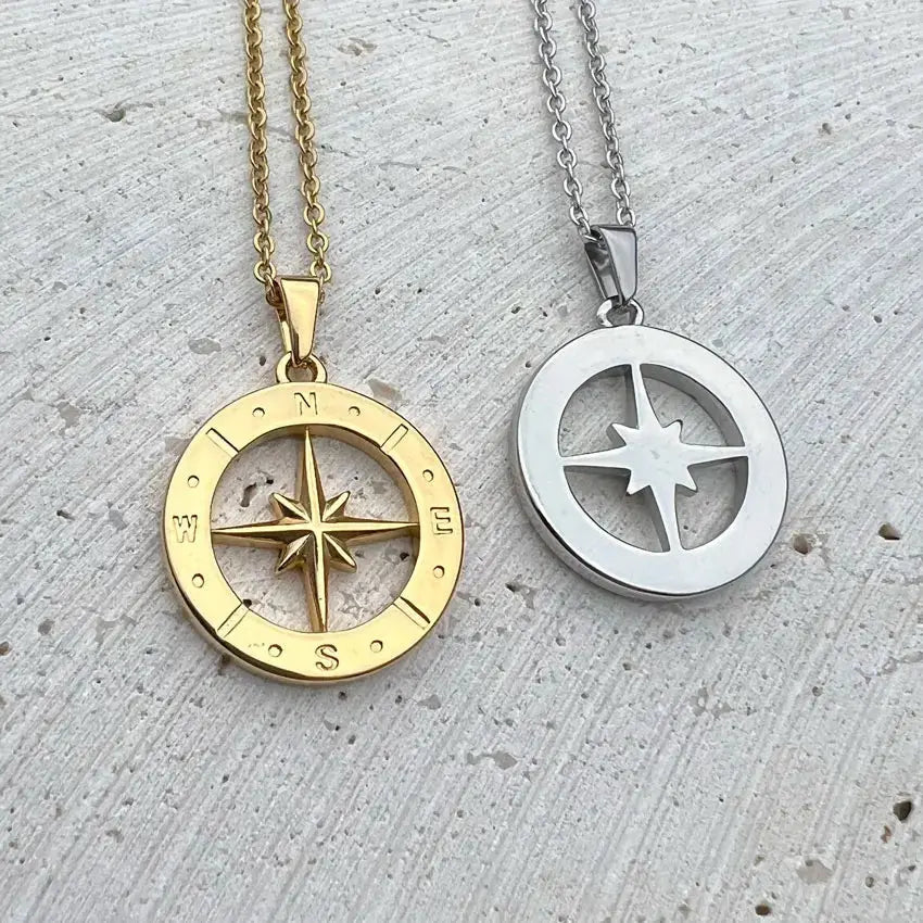 compass necklace Travel Necklace North Star Pendant Stainless nowadaysfashion