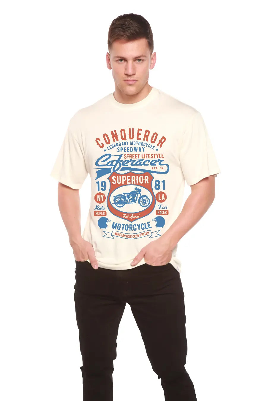 Conqueror Speedway Men's Bamboo Viscose/Organic Cotton Short Sleeve Graphic T-Shirt Spun Bamboo