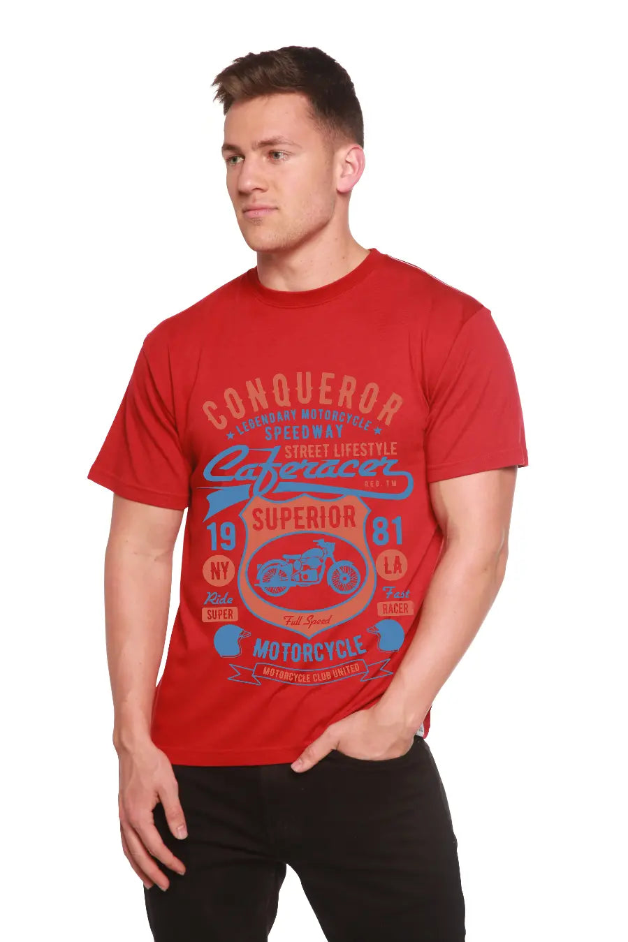 Conqueror Speedway Men's Bamboo Viscose/Organic Cotton Short Sleeve Graphic T-Shirt Spun Bamboo