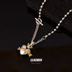 contrast heart pendant crown necklace nowadaysfashion