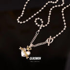 contrast heart pendant crown necklace nowadaysfashion