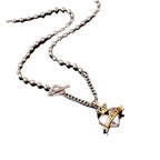 contrast heart pendant crown necklace nowadaysfashion