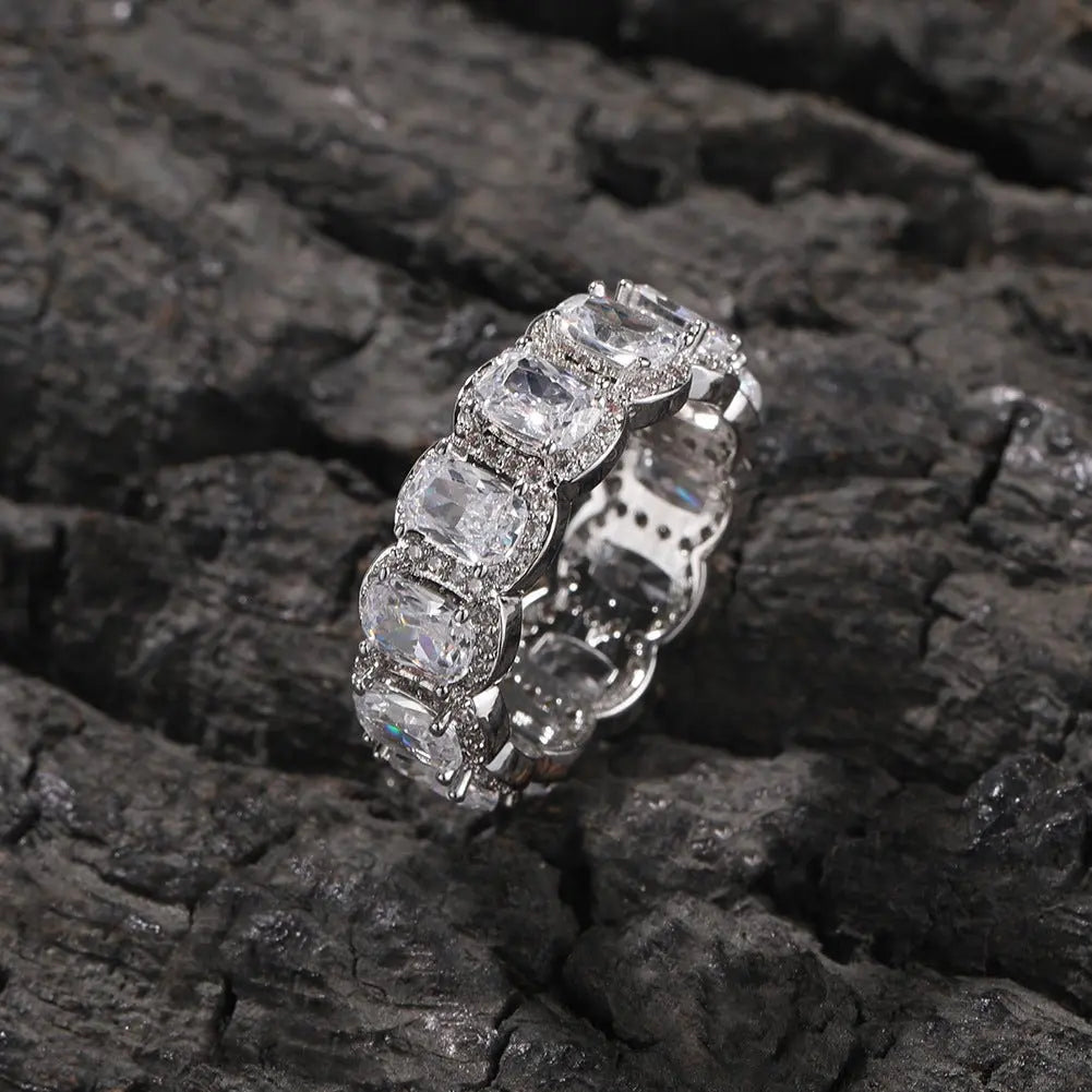 Cool and handsome men's hip-hop diamond-encrusted five-piece ring set - Blade & Thread