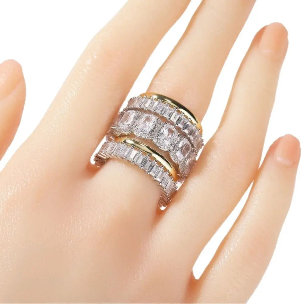 Cool and handsome men's hip-hop diamond-encrusted five-piece ring set - Blade & Thread