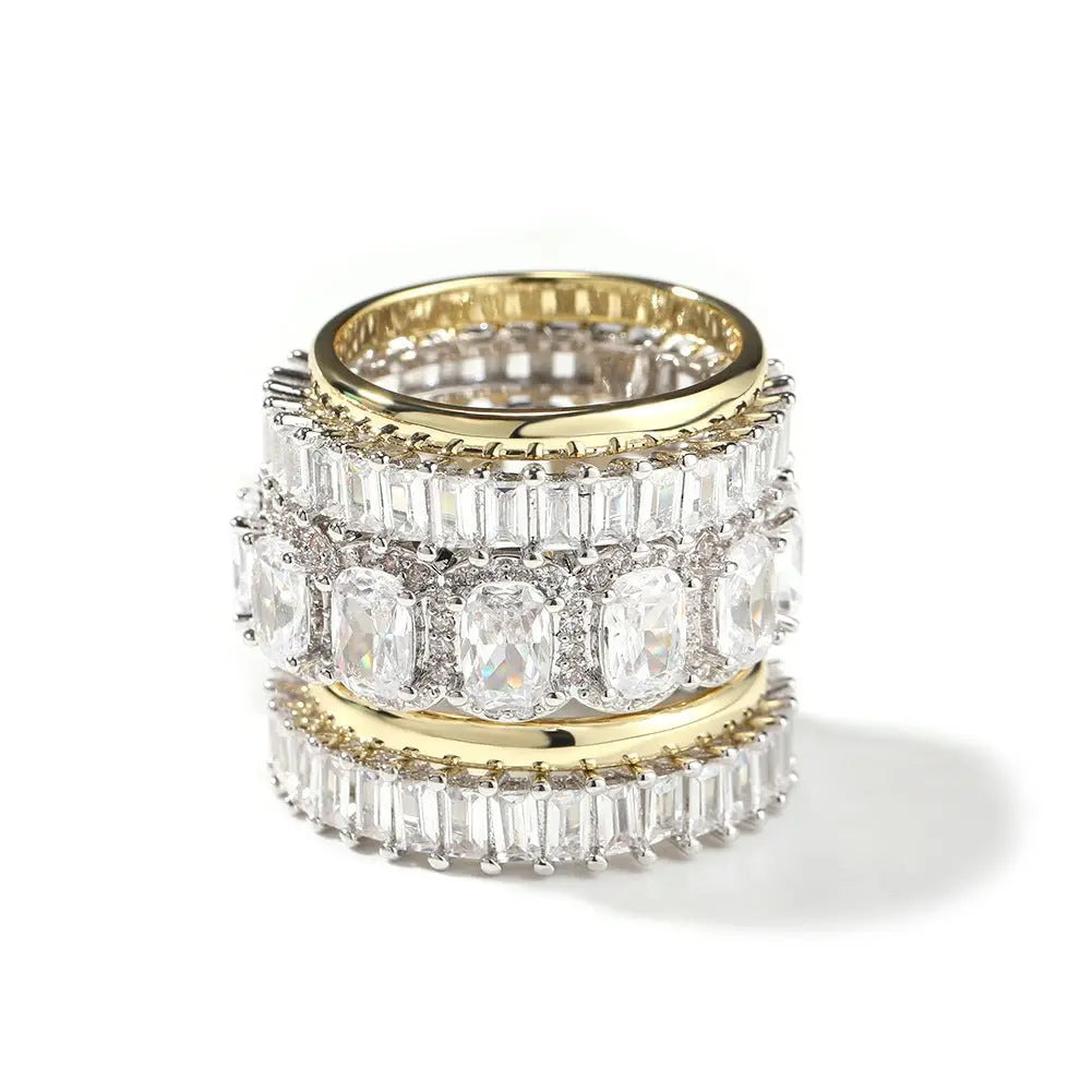 Cool and handsome men's hip-hop diamond-encrusted five-piece ring set nowadaysfashion