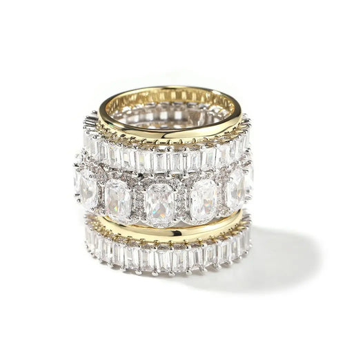 Cool and handsome men's hip-hop diamond-encrusted five-piece ring set nowadaysfashion