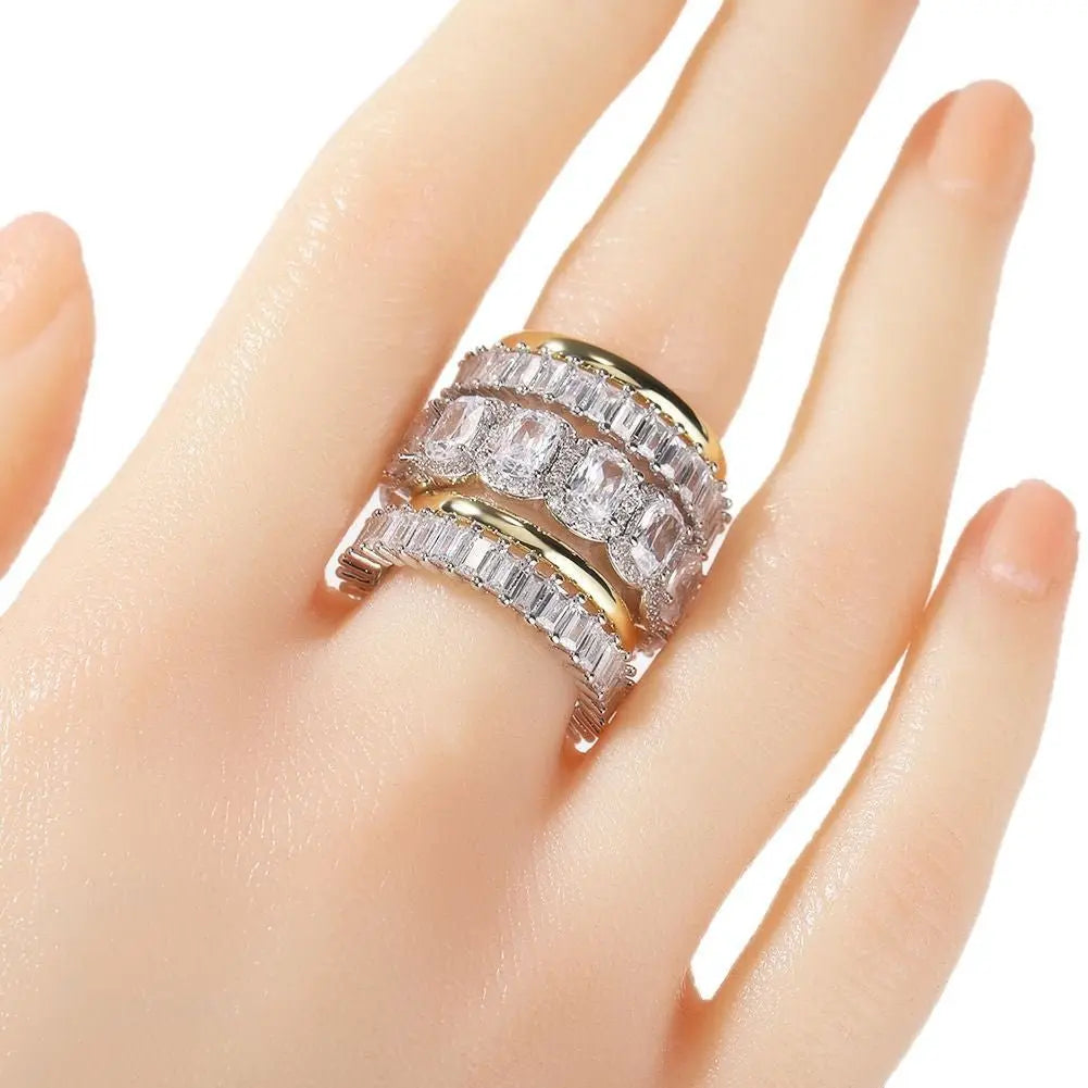 Cool and handsome men's hip-hop diamond-encrusted five-piece ring set - Blade & Thread