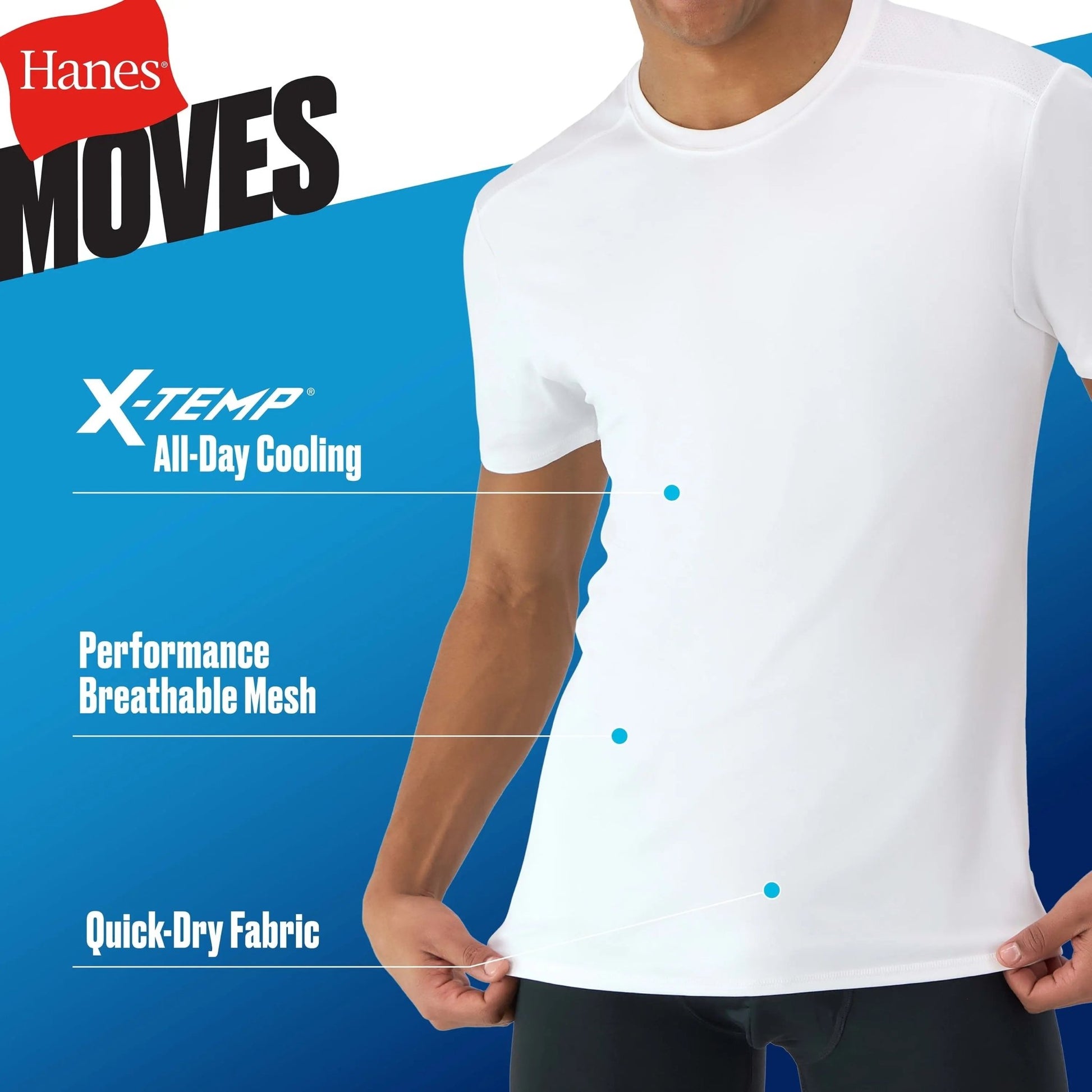 Cooling T-Shirt Pack, 3-Pack, Moves Breathable Jersey Mesh-Back Performance T-Shirts - Blade & Thread