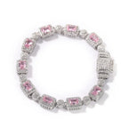 Copper inlaid pink zircon hip-hop bracelet nowadaysfashion
