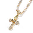 Copper set 5A zirconia rose cross pendant necklace nowadaysfashion