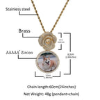 Copper Zircon Round DIY Photo Pendant Rose Button Diamond Necklace nowadaysfashion