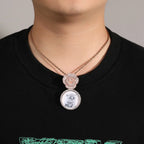 Copper Zircon Round DIY Photo Pendant Rose Button Diamond Necklace nowadaysfashion