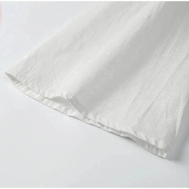 Cotton Linen Lace Up Bow Shirts Women Loose Hollow Out V Neck Long Sleeve Tops - Blade & Thread